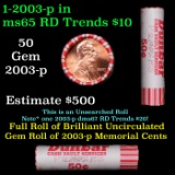 Shotgun Lincoln 1c roll, 2003-p 50 pcs Bank Wrapper.