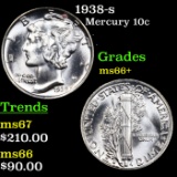 1938-s Mercury Dime 10c Grades GEM++ Unc