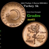 1964 Turkey 5 Kurus KM-890.1 Grades GEM Unc