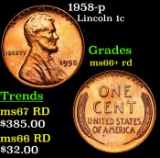 1958-p Lincoln Cent 1c Grades GEM++ RD