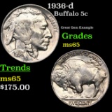 1936-d Buffalo Nickel 5c Grades GEM Unc