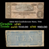 1864 $10 Confederate Note, T68 Grades xf+