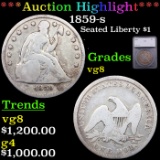 ***Auction Highlight*** 1859-s Seated Liberty Dollar $1 Graded vg8 BY SEGS (fc)