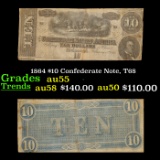 1864 $10 Confederate Note, T68 Grades Choice AU