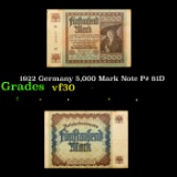 1922 Germany 5,000 Mark Note P# 81D Grades vf++