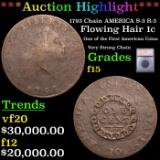 ***Auction Highlight*** 1793 Chain AMERICA Flowing Hair large cent S-3 R-3 1c Graded f15 By SEGS (fc
