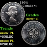 ***Auction Highlight*** 1964 Canada Dollar $1 Graded ms67 dmpl By SEGS (fc)