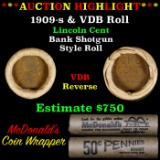 ***Auction Highlight*** Lincoln Wheat cent 1c orig Brandt McDonalds roll, 1909-s end, VDB other end