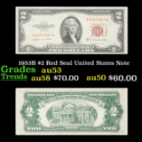 1953B $2 Red Seal United States Note Grades Select AU