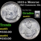1923-s Monroe Old Commem Half Dollar 50c Graded ms64+ By SEGS