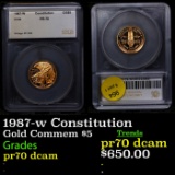 Proof 1987-w Constitution  Gold Commemorative $5 Graded pr70 dcam By SEGS