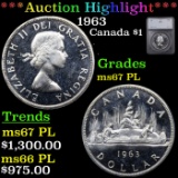 ***Auction Highlight*** 1963 Canada Dollar $1 Graded ms67 PL By SEGS (fc)