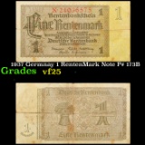 1937 Germnay 1 RentenMark Note P# 173B Grades vf+