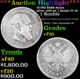 ***Auction Highlight*** ULTRA RARE Russia Silver 1893 ?? 1 Rouble Y# 46 Graded vf30 By SEGS (fc)
