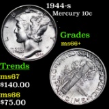 1944-s Mercury Dime 10c Grades GEM++ Unc