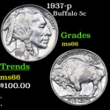 1937-p Buffalo Nickel 5c Grades GEM+ Unc