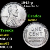 1943-p Lincoln Cent 1c Grades GEM+ Unc