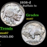 1938-d Buffalo Nickel 5c Grades GEM++ Unc