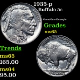 1935-p Buffalo Nickel 5c Grades GEM Unc