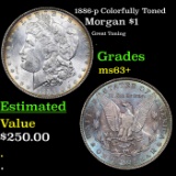 1886-p Morgan Dollar Colorfully Toned $1 Grades Select+ Unc