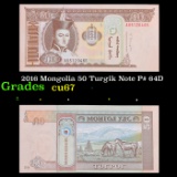 2016 Mongolia 50 Turgik Note P# 64D Grades Gem++ CU