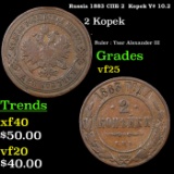 Russia 1883 ??? 2  Kopek Y# 10.2 Grades vf+