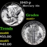 1943-p Mercury Dime 10c Grades GEM+ Unc