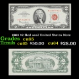 1963 $2 Red seal United States Note Grades Gem CU