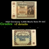 1922 Germany 5,000 Mark Note P# 81C Grades vf details