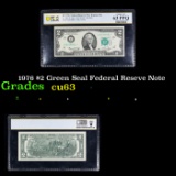 PCGS 1976 $2 Green Seal Federal Reseve Note Graded cu63 By PCGS