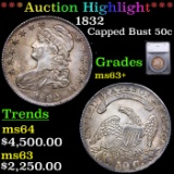 ***Auction Highlight*** 1832 Capped Bust Half Dollar 50c Graded ms63+ BY SEGS (fc)