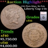 ***Auction Highlight*** 1795 Plain Edge, No Pole Liberty Cap half cent 1/2c Graded vf35 BY SEGS (fc)