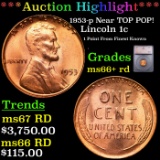 ***Auction Highlight*** 1953-p Lincoln Cent Near TOP POP! 1c Graded ms66+ rd BY SEGS (fc)
