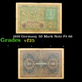 1919 Germany 50 Mark Note P# 66 Grades vf+