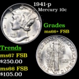 1941-p Mercury Dime 10c Grades GEM++ FSB