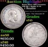 ***Auction Highlight*** Russia Silver 1883 Coronaton ??? ?? 1 Rouble Y# 43 Graded xf45 By SEGS (fc)