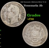 1936 Venezuela 2 Bolivares Silver Y# 23 Grades vf++