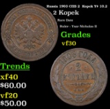 Russia 1903 ??? 2  Kopek Y# 10.2 Grades vf++