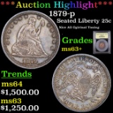 ***Auction Highlight*** 1879-p Seated Liberty Quarter 25c Graded Select+ Unc BY USCG (fc)