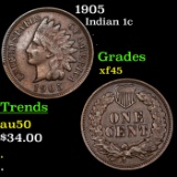 1905 Indian Cent 1c Grades xf+