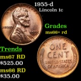 1955-d Lincoln Cent 1c Grades GEM++ RD