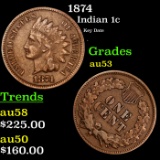 1874 Indian Cent 1c Grades Select AU