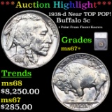***Auction Highlight*** 1938-d Buffalo Nickel Near TOP POP! 5c Graded ms67+ BY SEGS (fc)
