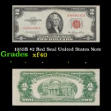 1953B $2 Red Seal United States Note Grades xf