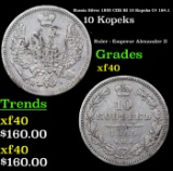 Russia Silver 1855 ??? ?? 10 Kopeks C# 164.1 Grades xf