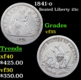 1841-o Seated Liberty Quarter 25c Grades vf++