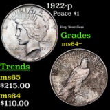 1922-p Peace Dollar $1 Grades Choice+ Unc