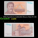 1993 Yugoslavia 5,000,000 Dinara Note P# 132 Grades Gem+ CU
