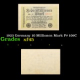1923 Germany 10 Millionen Mark P# 106C Grades xf+