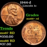 1944-d Lincoln Cent 1c Grades GEM++ RD